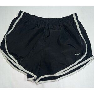 Nike Dri Fit Tempo Shorts Womens Medium Black White Trim Brief Lined Running B